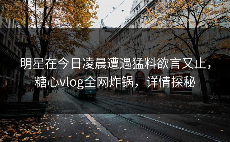 明星在今日凌晨遭遇猛料欲言又止，糖心vlog全网炸锅，详情探秘