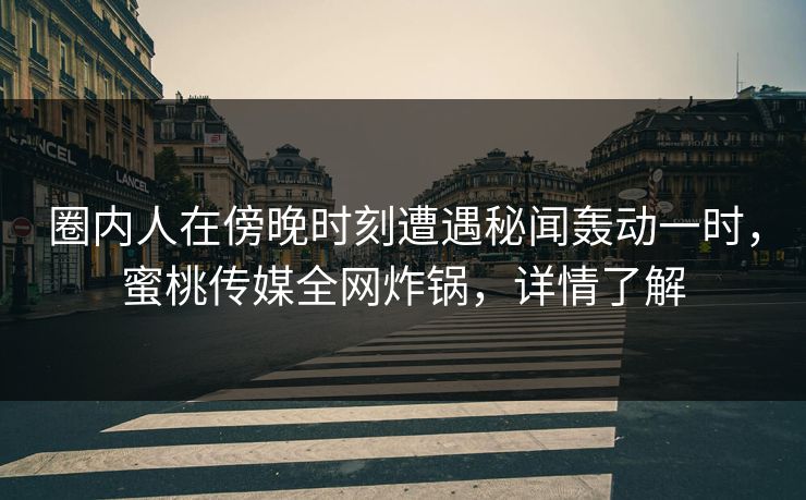 圈内人在傍晚时刻遭遇秘闻轰动一时，蜜桃传媒全网炸锅，详情了解